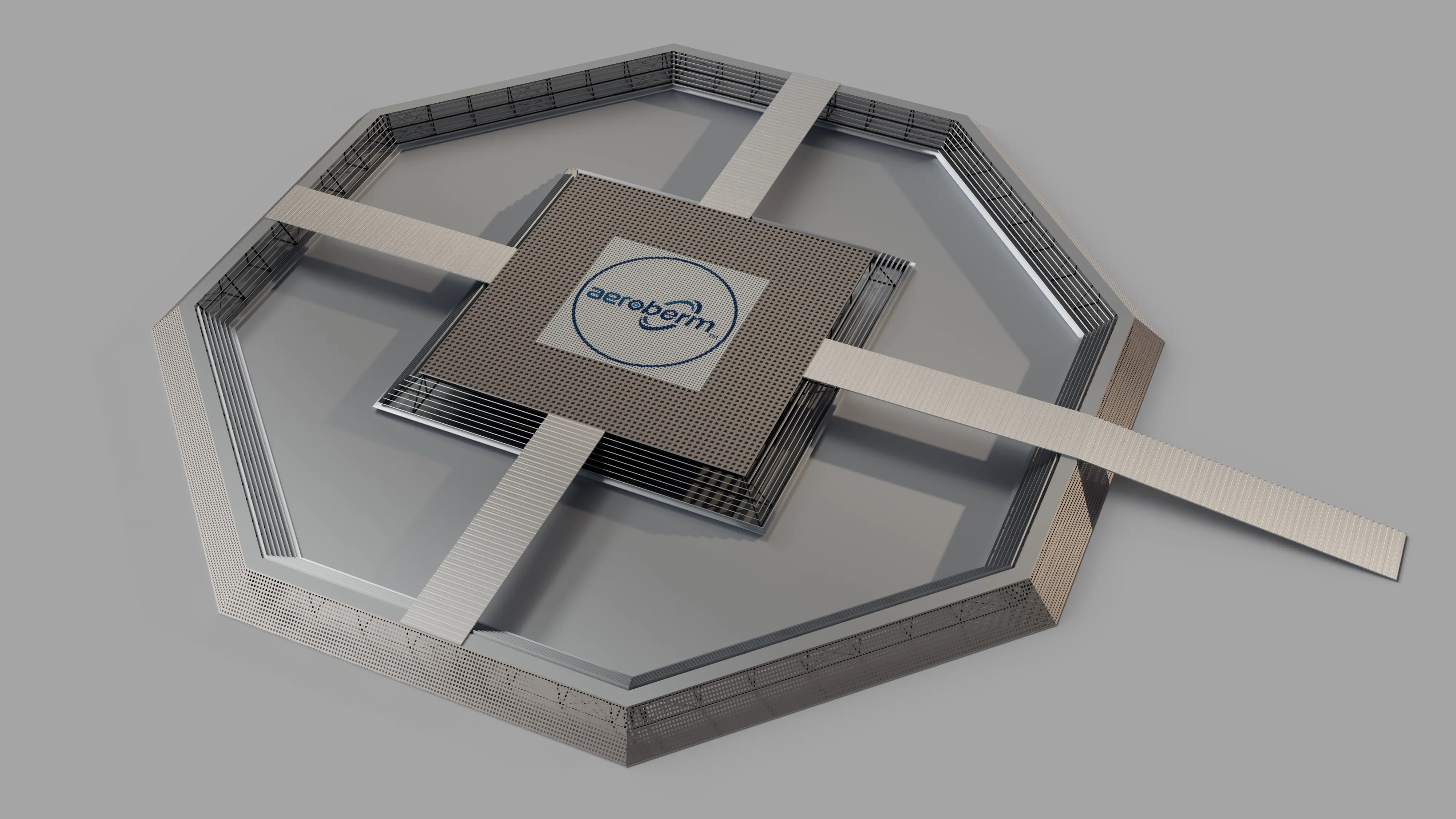 3D render of Aeroberm's octagonal vertipad landing platform