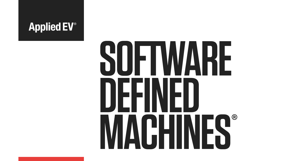 Applied EV brand lockup reading Software Defined Machines
