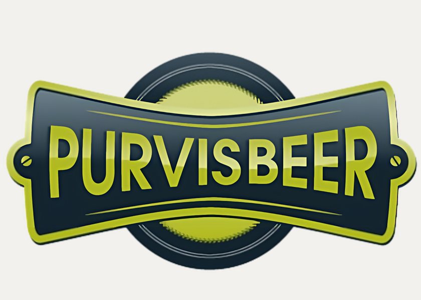 Purvis Beer logo badge in lime green and charcoal